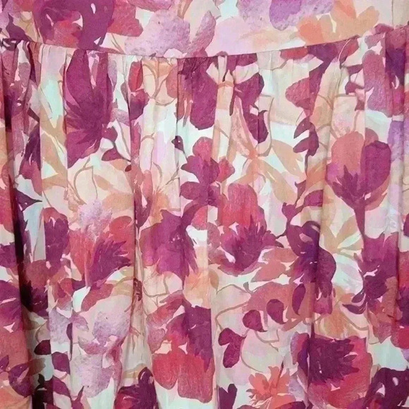 Chloe+Rene Women’s Pink Floral Sleeveless VNeck Ribboned Straps Maxi Dress 👗 - Picture 2 of 10